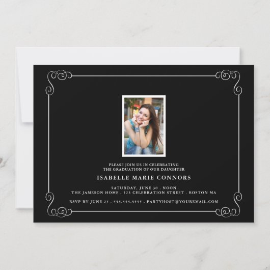 Das Abenteuer beginnt mit der Foto Graduation Part Einladung (Rückseite)