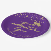 Das Abenteuer beginnt mit der Gold Foil Graduation Pappteller (Schrägansicht)