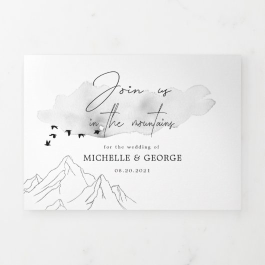 Das Abenteuer beginnt mit der Hochzeit Dreifach Gefaltete Einladung (Cover)