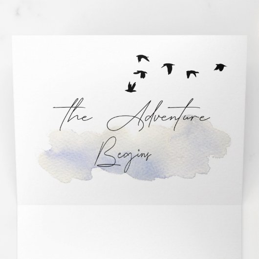 Das Abenteuer beginnt mit der Hochzeit Dreifach Gefaltete Einladung (Innen Erste Seite)