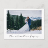 Das Abenteuer beginnt mit der Hochzeitsankündigung Ankündigungspostkarte (Vorderseite)