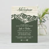 Das Abenteuer beginnt mit der rustikalen Babydusch Einladung (Stehend Vorderseite)