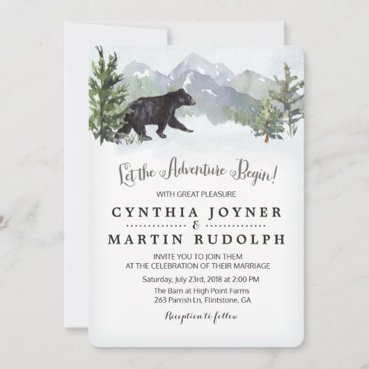 Das Abenteuer beginnt mit der rustikalen Hochzeits Einladung (Vorderseite)