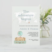 Das Abenteuer beginnt mit der World Map Travel Bab Einladung (Stehend Vorderseite)