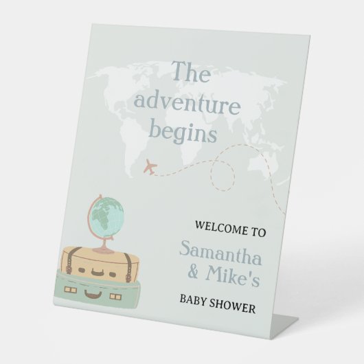 Das Abenteuer beginnt mit der World Map Travel Bab Sockelschild (Vorderseite)