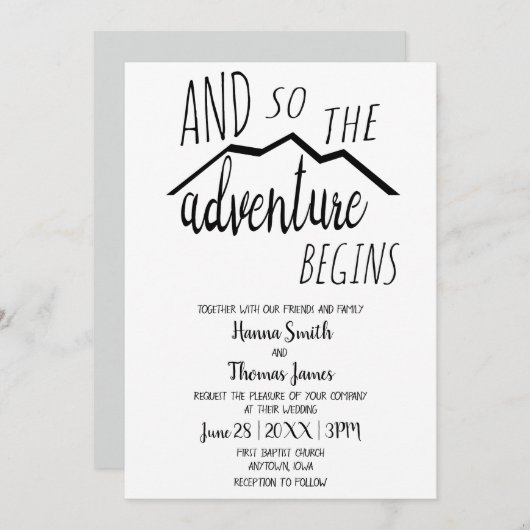 Das Abenteuer beginnt mit einer Hochzeit in den Ru Einladung (Vorne/Hinten)