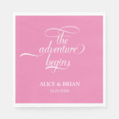 Das Abenteuer beginnt mit Pastellrosa Hochzeit Serviette (Vorderseite)