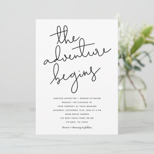 das abenteuer beginnt moderne hochzeit einladung (Stehend Vorderseite)