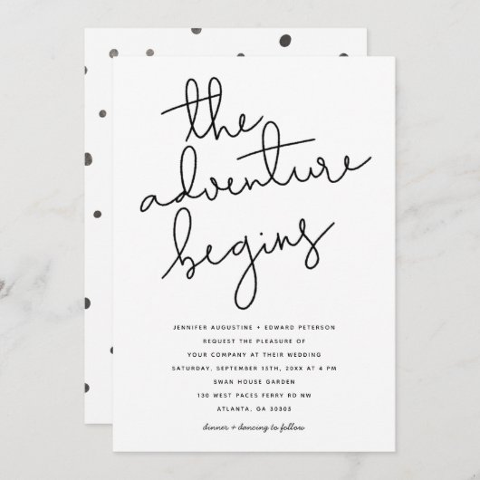 das abenteuer beginnt moderne hochzeit einladung (Vorne/Hinten)
