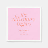 Das Abenteuer Beginnt Orange Pink Moderne Typograf Serviette (Vorderseite)