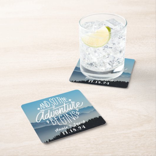 Das Abenteuer beginnt Rechteckiger Pappuntersetzer (Vor Ort)