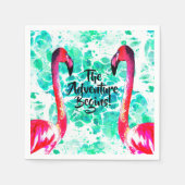 Das Abenteuer beginnt, rosa Flamingos Serviette (Vorderseite)