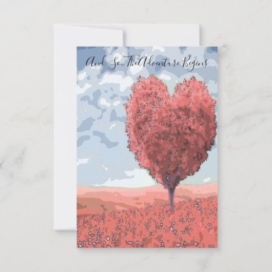 "Das Abenteuer beginnt"| Rosa Herz - Brautparty Einladung (Rückseite)