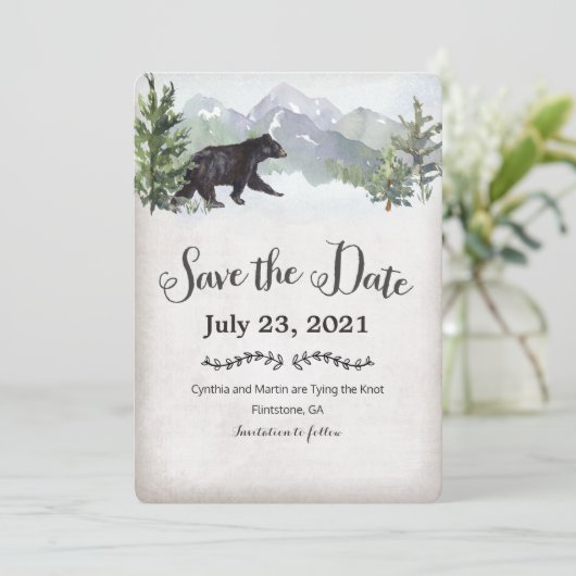 Das Abenteuer beginnt rustikal Save the Date Einladung (Stehend Vorderseite)