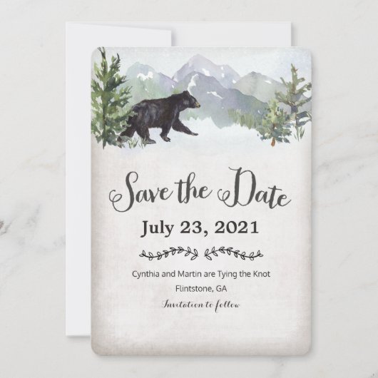 Das Abenteuer beginnt rustikal Save the Date Einladung (Vorderseite)