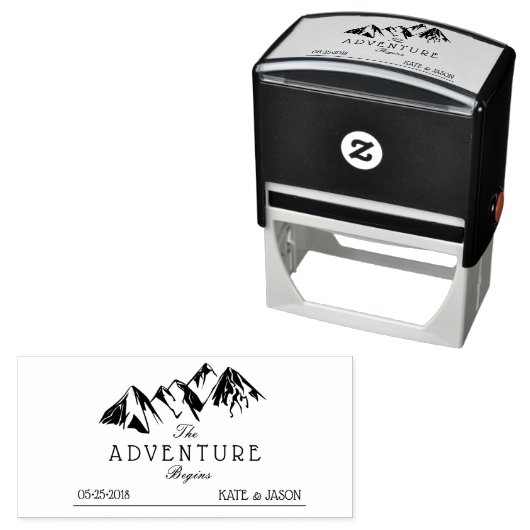 Das Abenteuer beginnt ⎢ rustikale Hochzeitskautsch Permastempel (Beispiel)