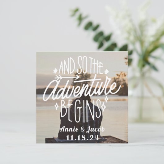 Das Abenteuer beginnt Save the Date Einladung (Stehend Vorderseite)