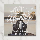 Das Abenteuer beginnt Save the Date Geschenkanhänger (Rückseite)