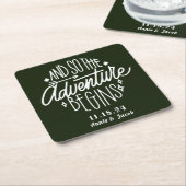 Das Abenteuer beginnt Save the Date Rechteckiger Pappuntersetzer (angewinkelt)