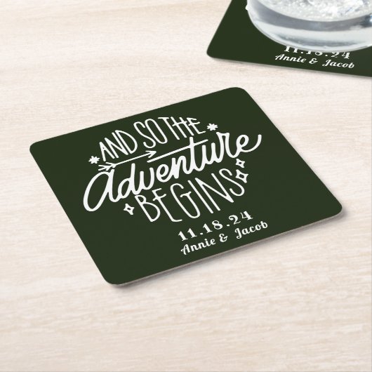Das Abenteuer beginnt Save the Date Rechteckiger Pappuntersetzer (angewinkelt)