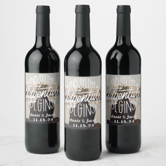 Das Abenteuer beginnt Save the Date Weinetikett (Flaschen)
