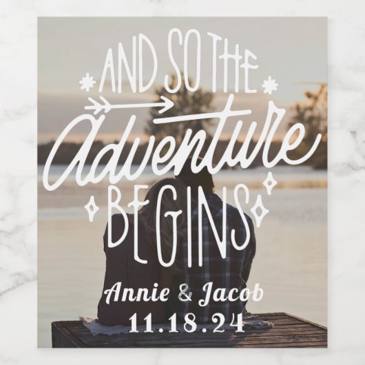 Das Abenteuer beginnt Save the Date Weinetikett (Einzelnes Label)