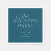 Das Abenteuer Beginnt Teal Moderne Typografie Serviette (Vorderseite)