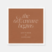 Das Abenteuer Beginnt Terrakotta Moderne Typografi Serviette (Vorderseite)
