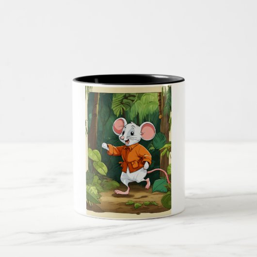 Das Abenteuer der Neugierigen Maus im Dschungel Zweifarbige Tasse (Mittel)