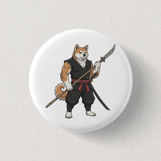 Das Abenteuer des Akita-Gladiator-Hundes Button (Vorderseite)