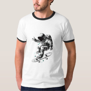 Das Abenteuer des Astronauten auf dem kosmischen S T-Shirt