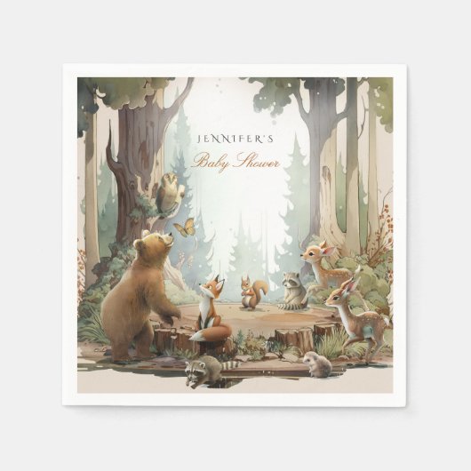 Das Abenteuer erwartet die Woodland Baby Dusche Serviette (Vorderseite)