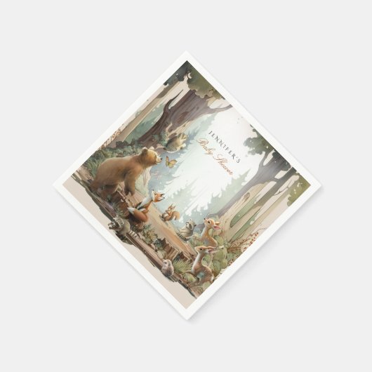 Das Abenteuer erwartet die Woodland Baby Dusche Serviette (Ecke)