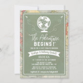 "Das Abenteuer fängt an!" Reisekarte Kinderdusche Einladung (Vorderseite)