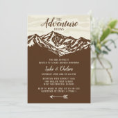 Das Abenteuer fängt Gebirgsrustikale Babyparty an Einladung (Stehend Vorderseite)