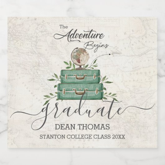 Das Abenteuer fängt mit dem Abschluss an, zu Gunst Schaumweinetikett (Einzelnes Label)