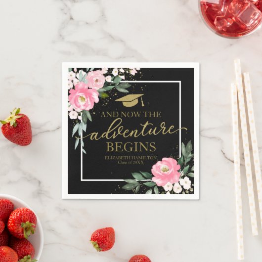 Das Abenteuer fängt mit heißen rosa, blühenden Gra Serviette (Beispiel)