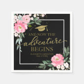 Das Abenteuer fängt mit heißen rosa, blühenden Gra Serviette (Vorderseite)