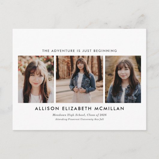 Das Abenteuer ist nur der Anfang Foto Abschluss Postkarte (Vorderseite)