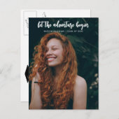 Das Abenteuer lasse Script Modern | Absolvent Ankündigungspostkarte (Vorne/Hinten)