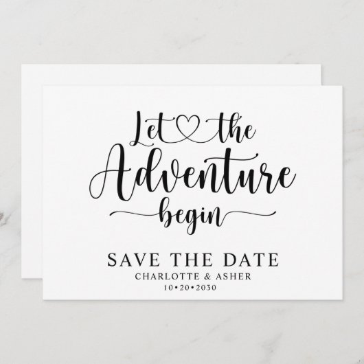 Das Abenteuer Save the Date gelassen (Vorne/Hinten)