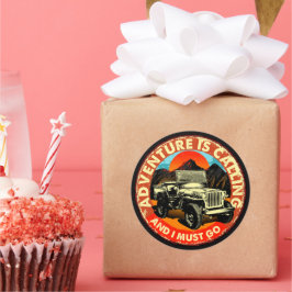 Das Abenteuer "Vier-mal-vier-Allrad-Laufwerk" ruft Runder Aufkleber