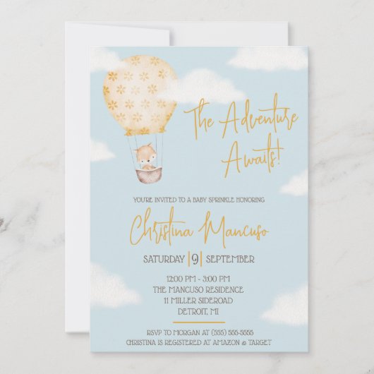 Das Abenteuer wartet! Neutrale Babydusche Einladung (Vorderseite)