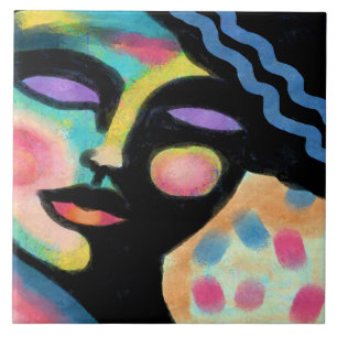 Das Abstrakte digitale Portrait einer Frau Fliese