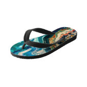 Das abstrakte Gemälde von Eis und Fisch Kinderbadesandalen (Schrägansicht)