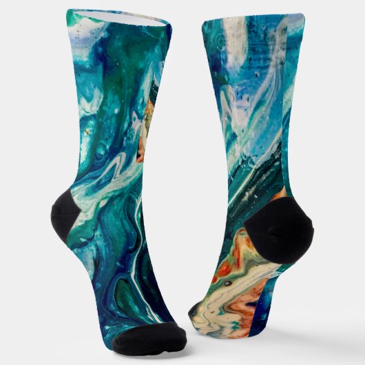 Das abstrakte Gemälde von Eis und Fisch Socken (Gewinkelt)