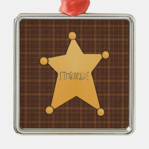 Das Abzeichen des goldenen Stern-Sheriffs Silbernes Ornament