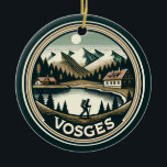 Das Abzeichen Vogesen-Frankreich Keramik Ornament<br><div class="desc">Die Vogesen im Vektorkunststil. Die Vogesen sind eine Reihe mittelgroßer Berge in Ostfrankreich,  nahe der deutschen Grenze.</div>