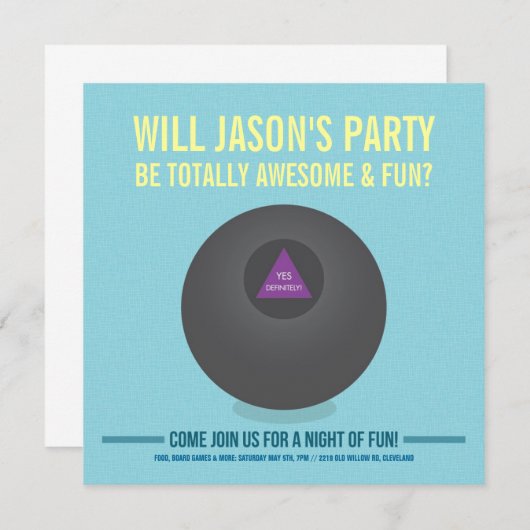 Das acht Ball-Party laden ein Einladung (Vorne/Hinten)