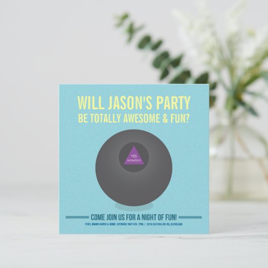 Das acht Ball-Party laden ein Einladung (Stehend Vorderseite)